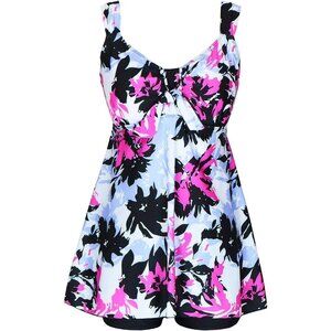 DANIFY Plus Size 16 Swimsuit Tankini Swim Dress 2 Piece Bathing Suit with Shorts